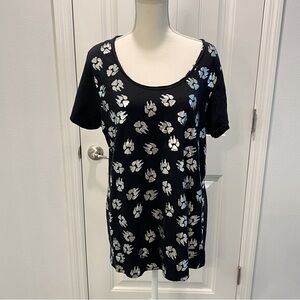 Dog Paw Print Women's Shirt Size 3X Fetish Black Short Sleeve